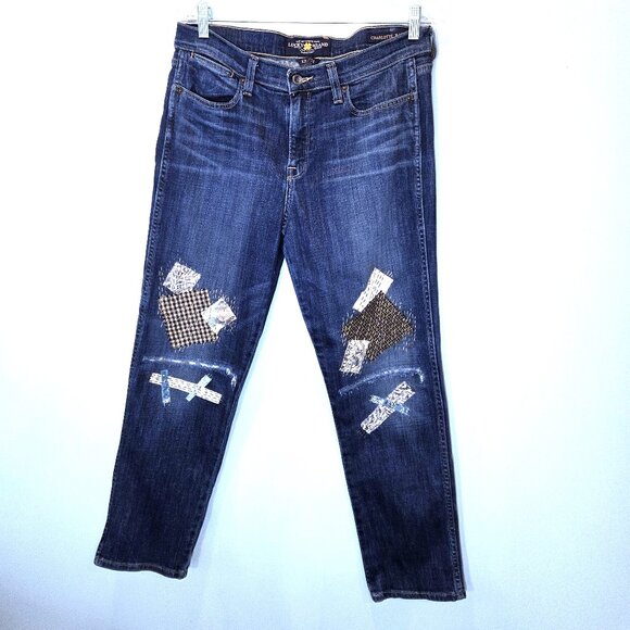 NWOT Upcycled Vintage Lucky Brand Charlotte Rail Jeans Size 12 - Picture 1 of 5
